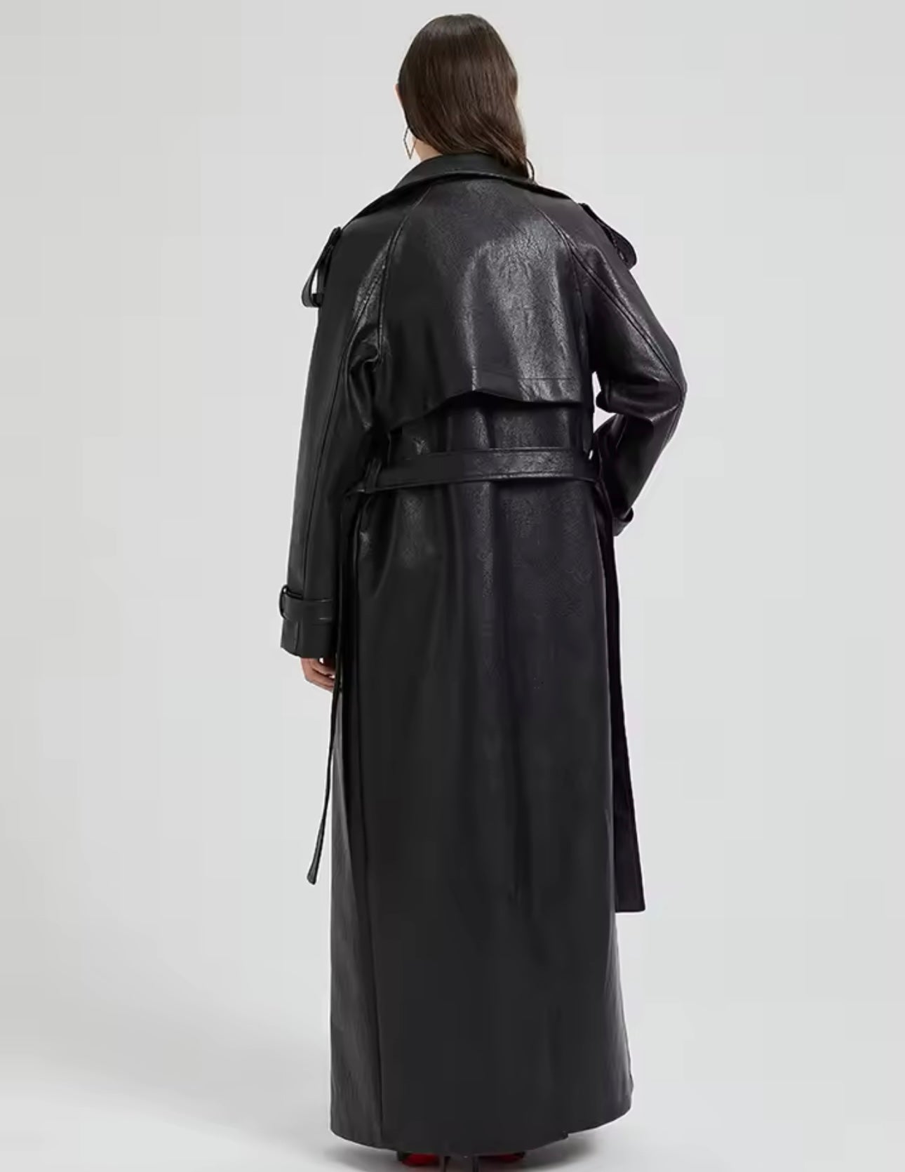 Extralanger PU-Ledertrench