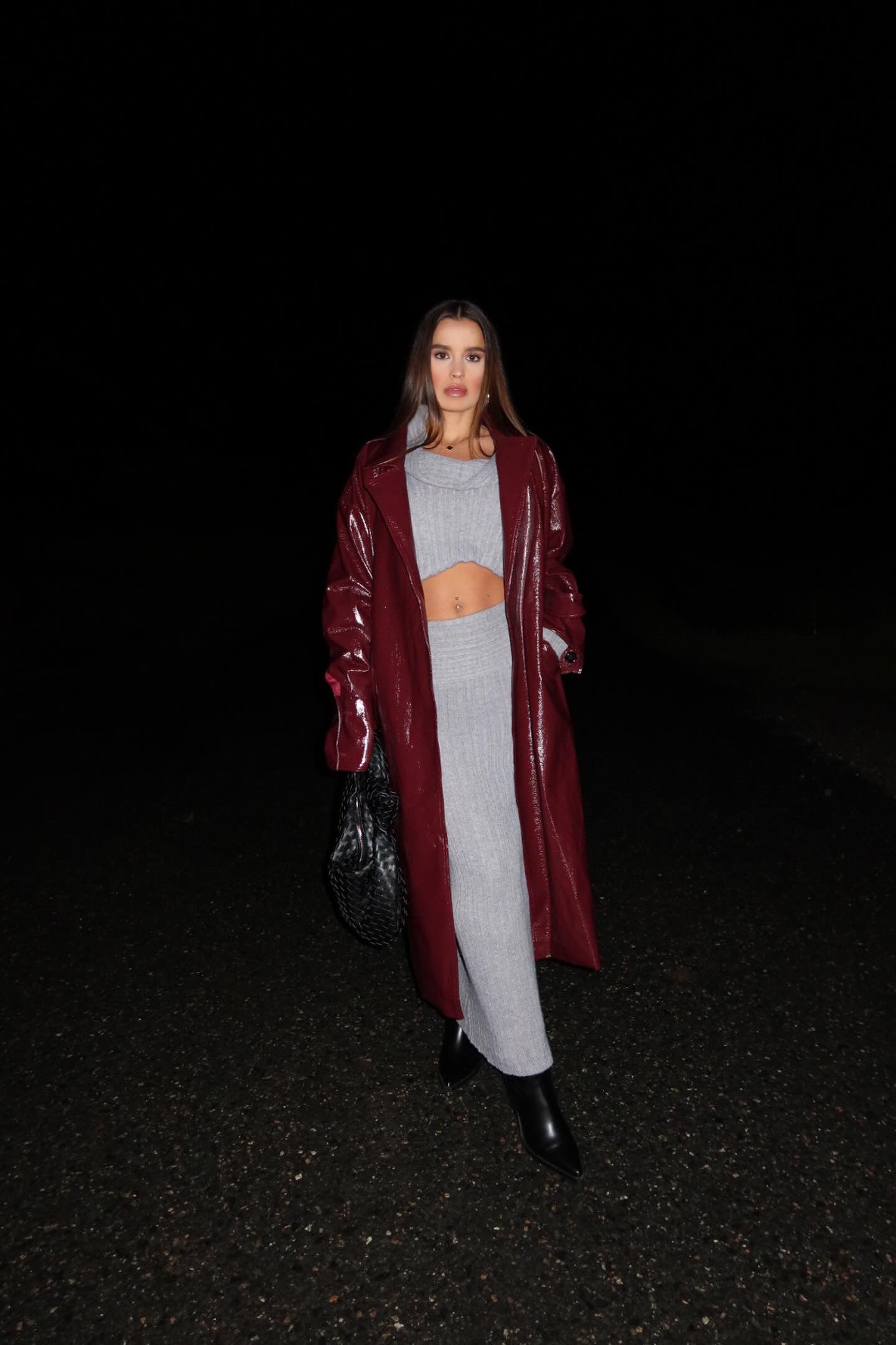 Burgundy Ledertrench