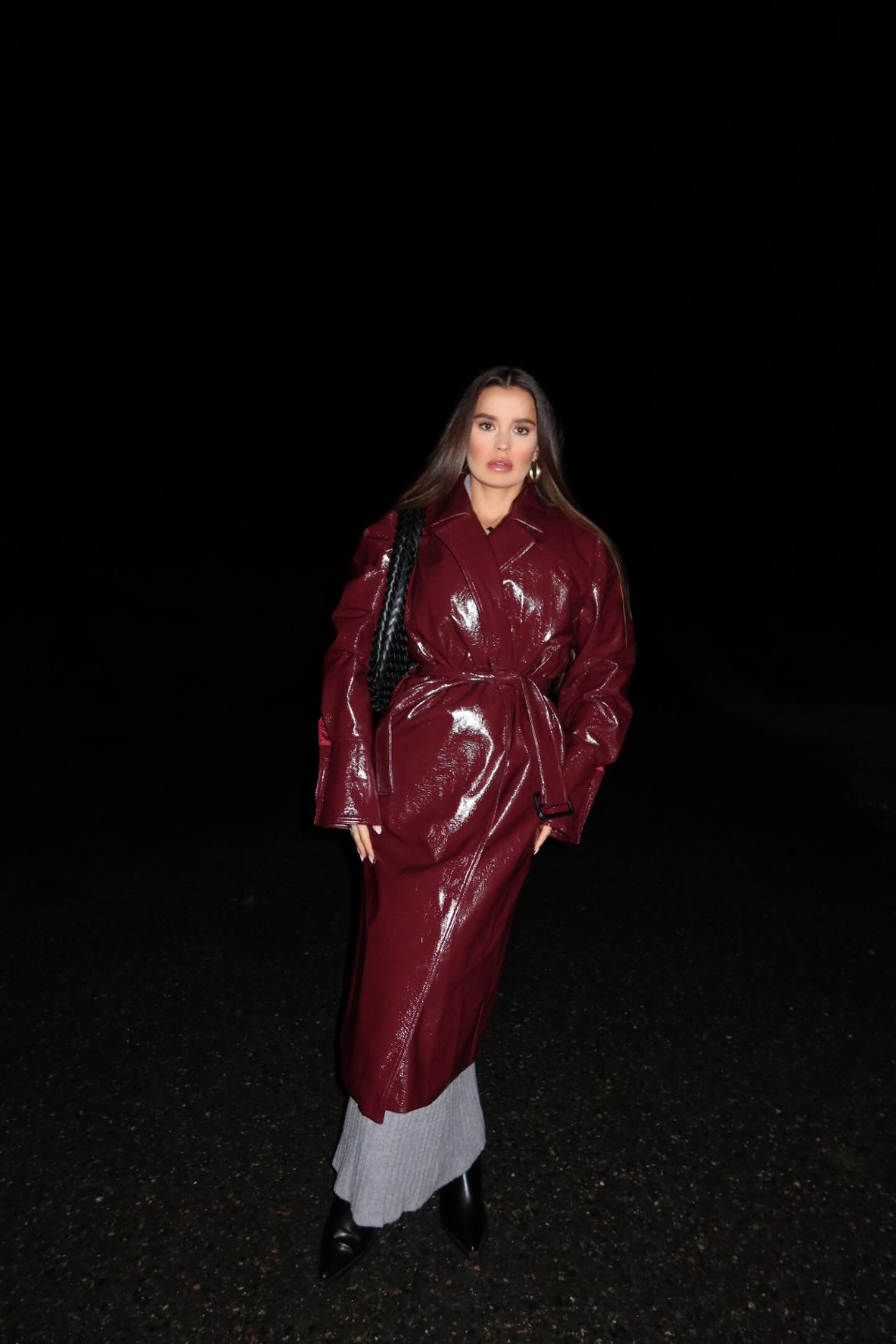 Burgundy Ledertrench