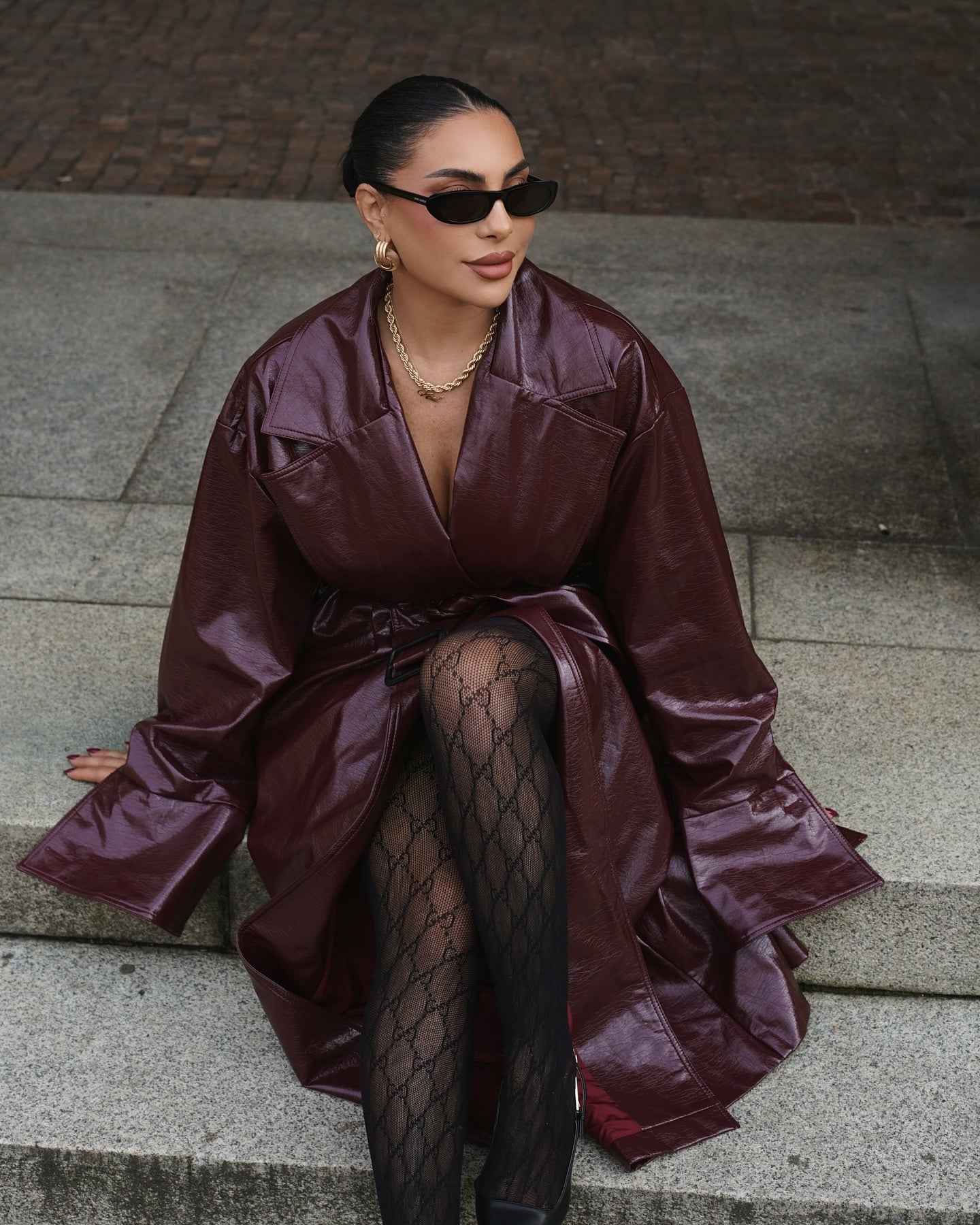 Burgundy Ledertrench